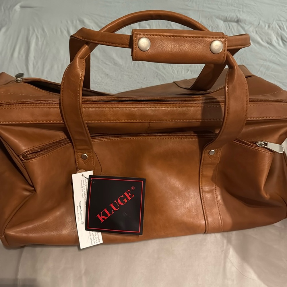 New Kluge Cheyenne Wide Mouth Duffel Bag Cowhide Leather Brown